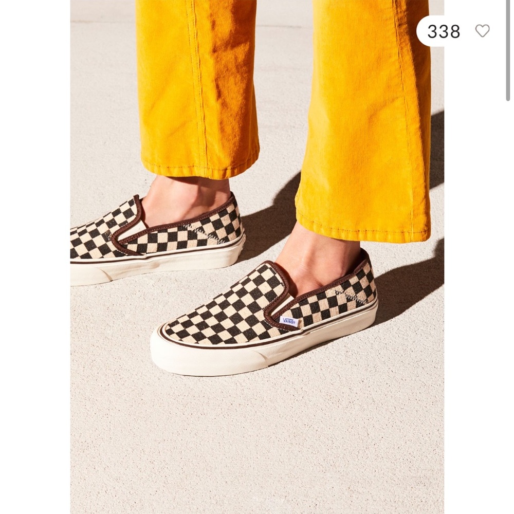 Vans linen checkered slip on 7.5